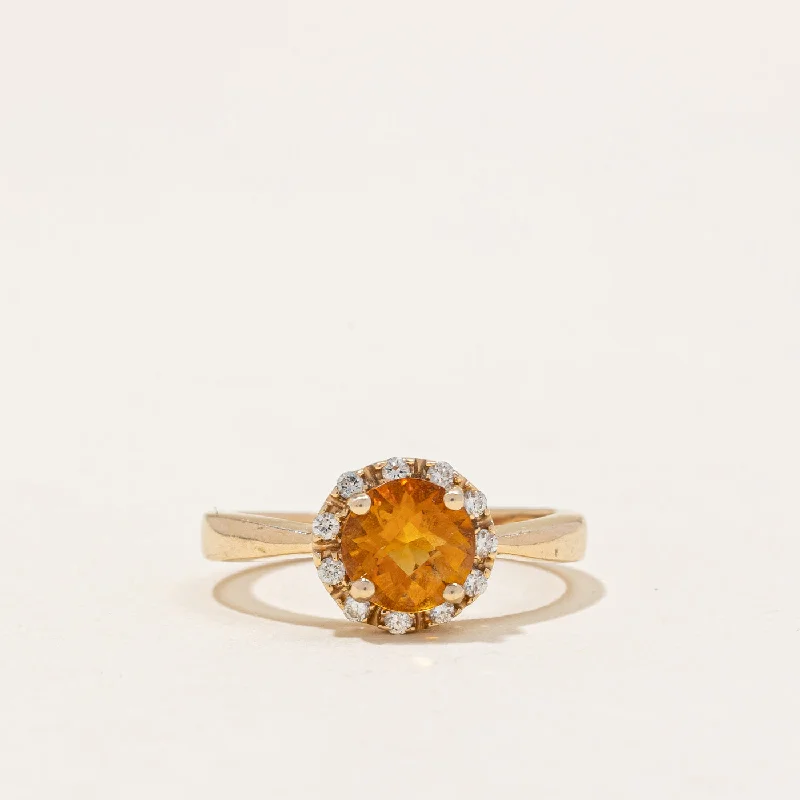 Citrine & Diamond Halo Ring | 0.68ct, 0.05ctw | SZ 4.25 |