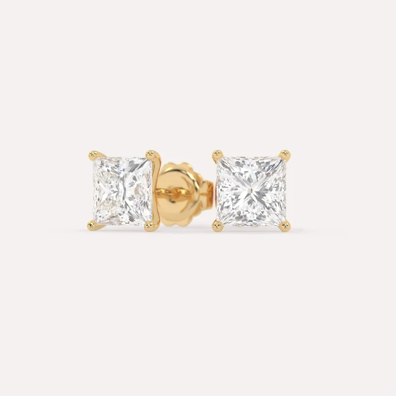 4 carat Princess Diamond Stud Earrings