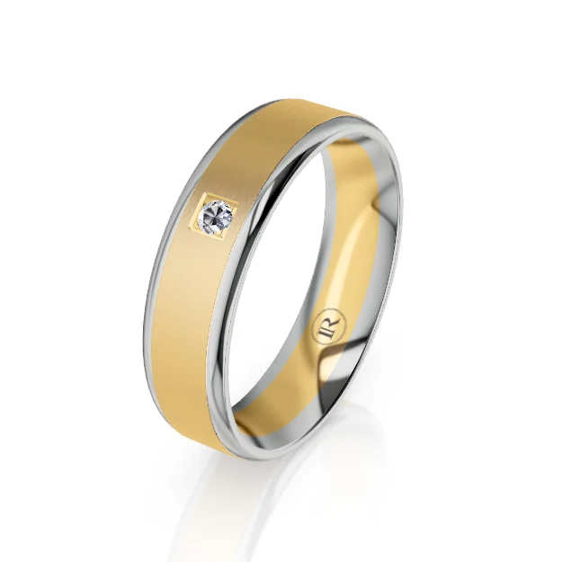 The Astley Two Tone Gold White Gold Edge Diamond Mens Wedding Ring