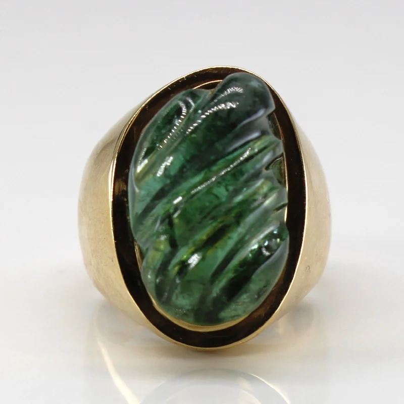 Bezel Set Carved Tourmaline Ring | 13.00ct | SZ 7.25 |