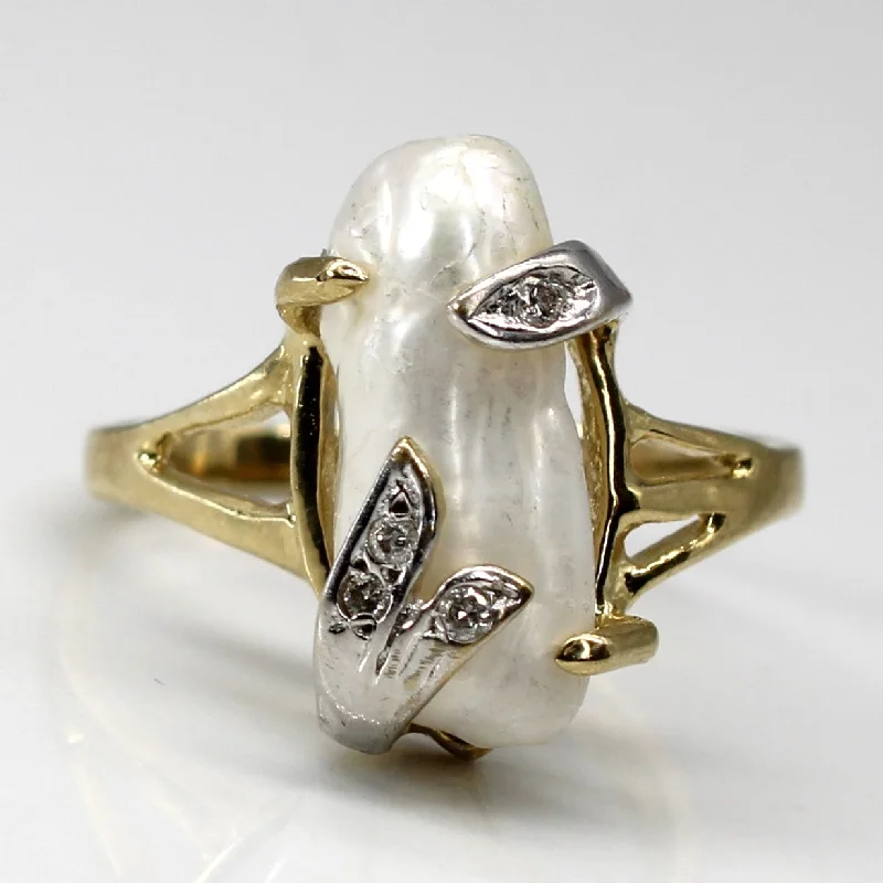 Claw Set Pearl & Diamond Ring | 0.04ctw | SZ 7 |