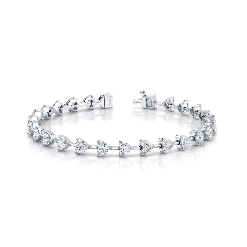 8.35 Carat Heart-Cut Diamond Bracelet Set in 18k White Gold