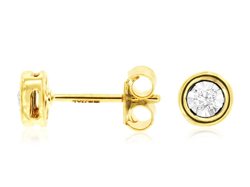 Double Bezel Set Diamond Stud Earrings