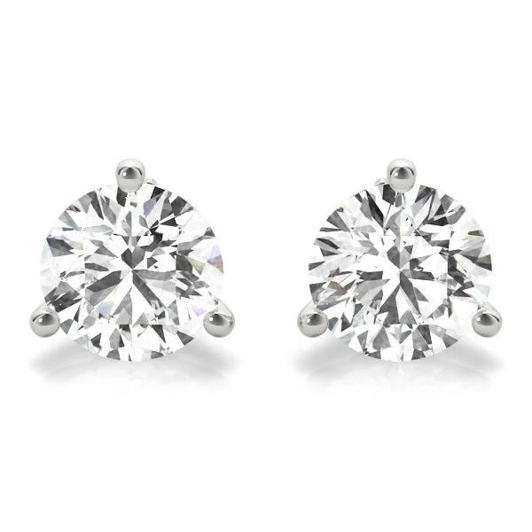 Diamond Stud Earrings Under .50 Carat t.w. With White Gold Three Prong Mounting