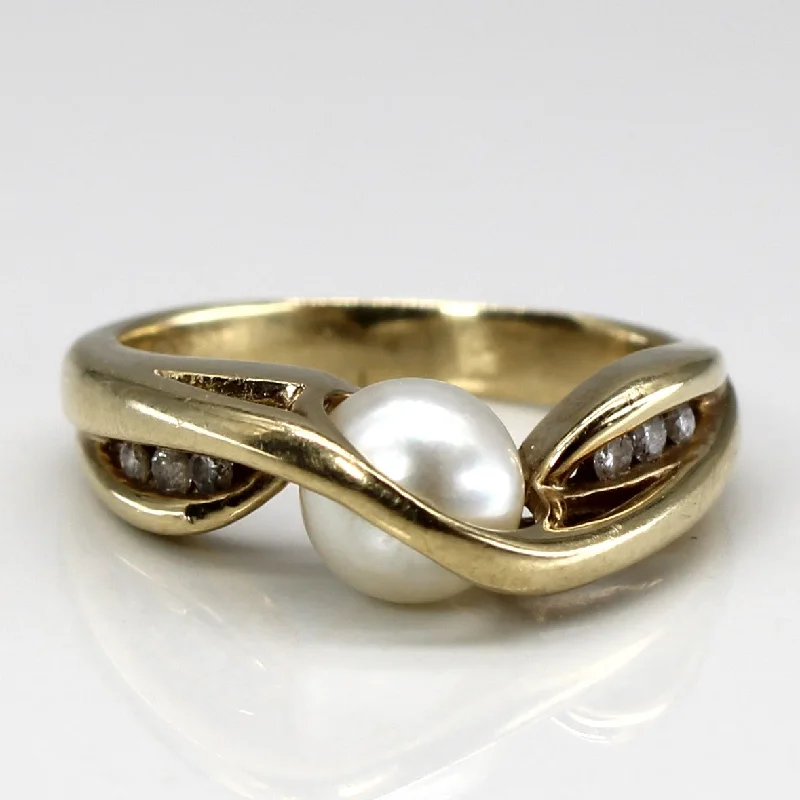 Bypass Pearl & Diamond Ring | 0.06ctw | SZ 5.5 |