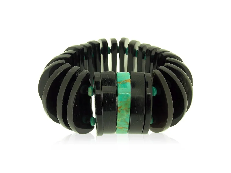 Arizona Turquoise and Black Buffalo Horn Bracelet