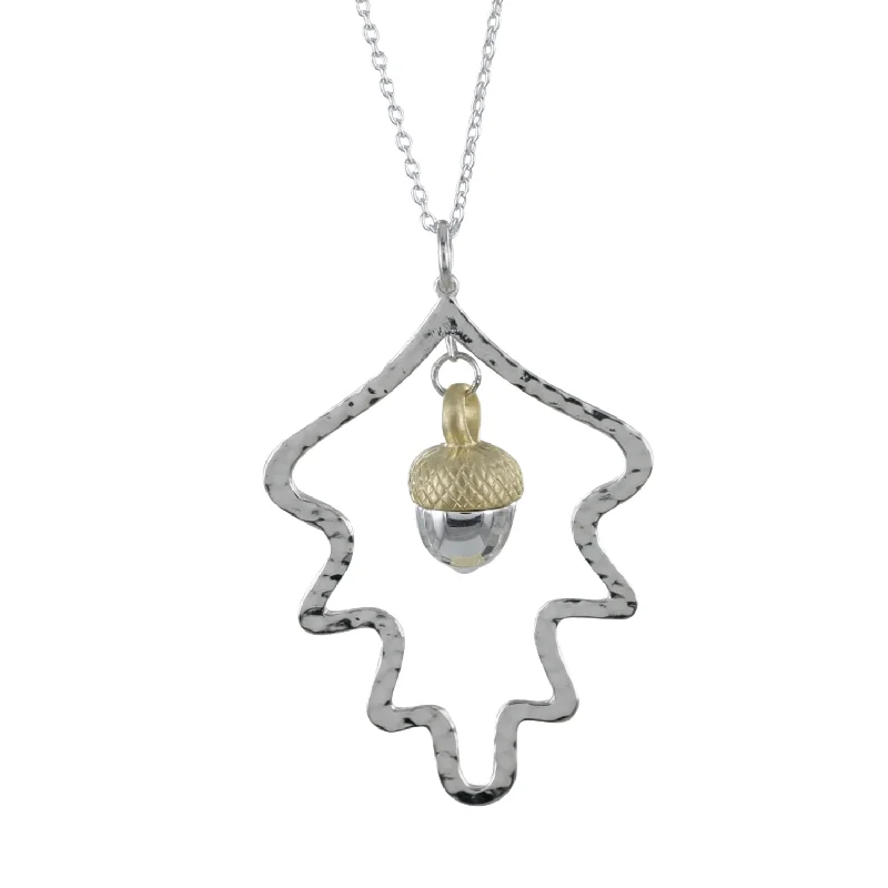 Silver Oak Leaf and Acorn Necklace