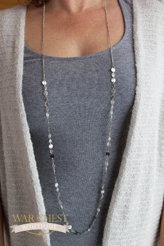 Long Silver Circle Necklace