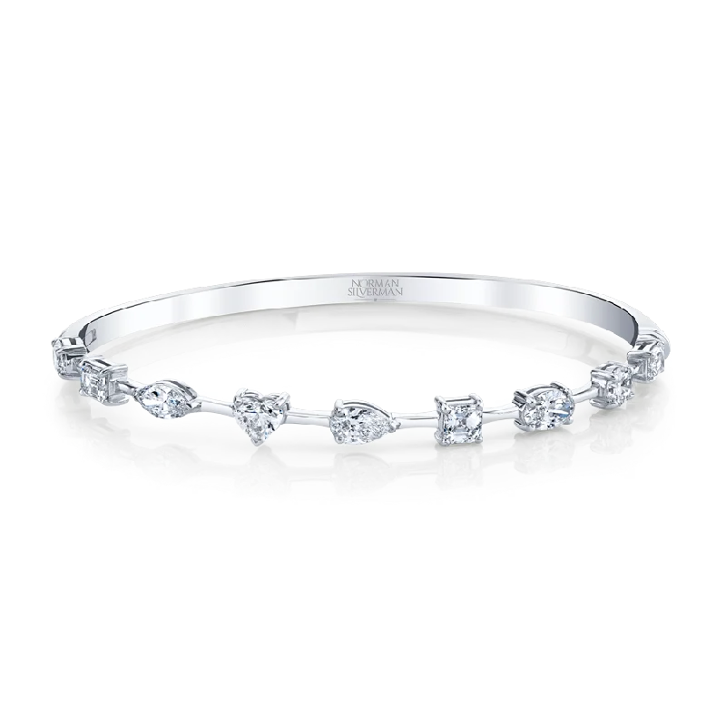 Hinged Bangle Bracelet with Fancy Shape Diamonds