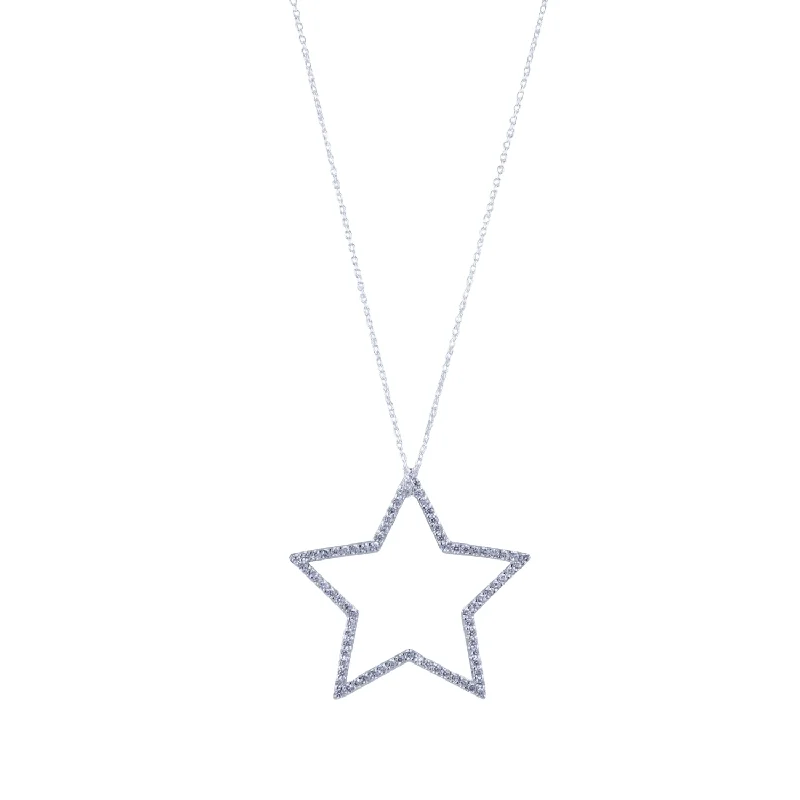 Sterling Silver Silhouette Star Pave Necklace