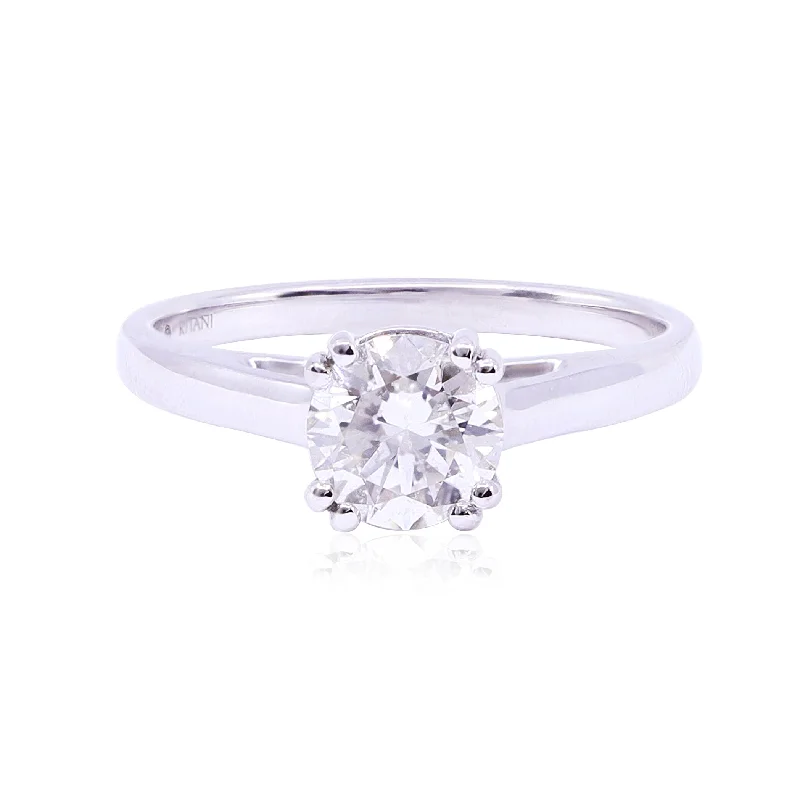 18K WHITE GOLD AND PLATINUM 1.01 ROUND BRILLIANT DIAMOND SOLITAIRE ENGAGEMENT RING