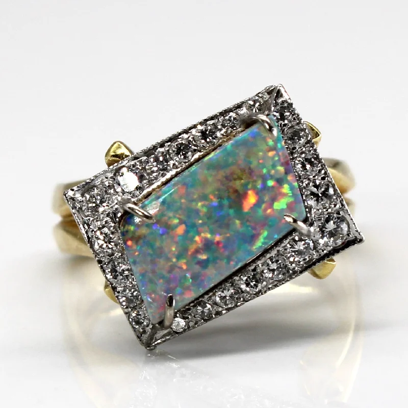 High Set Opal & Diamond Ring | 0.60ct | 0.29ctw | SZ 7 |