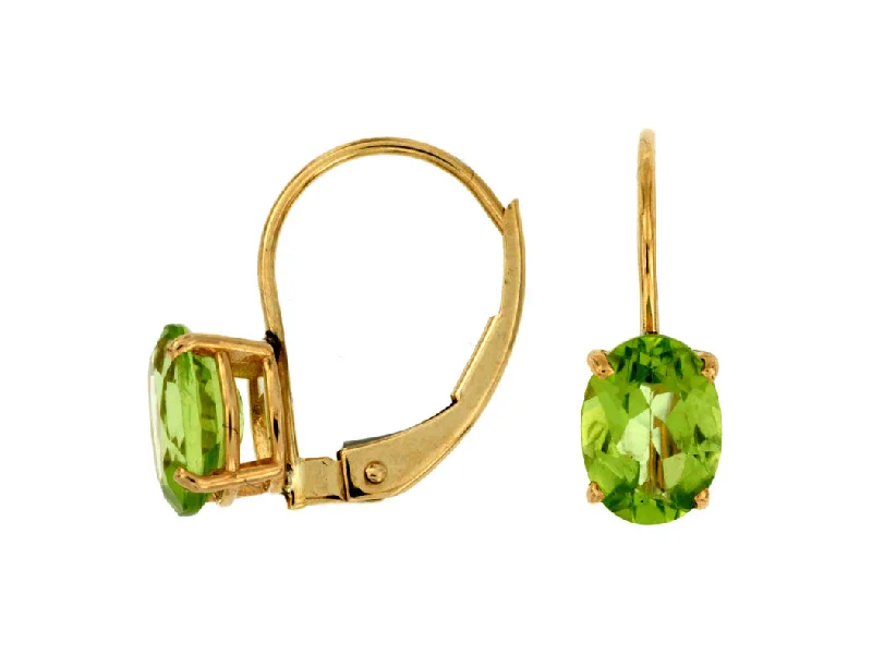 Oval Peridot Drop Earrings