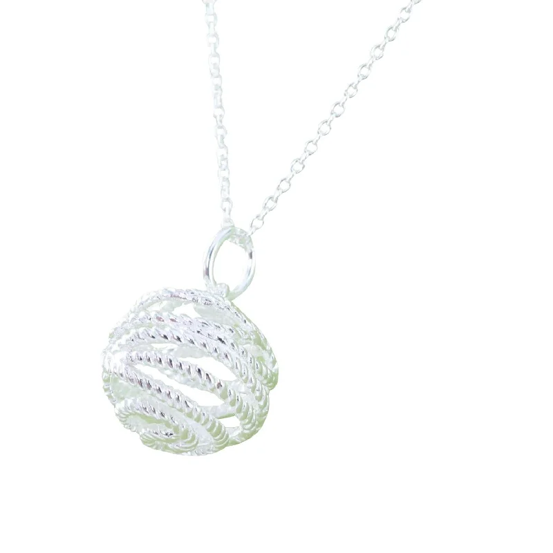 Sterling Silver Bridport Rope Ball Necklace