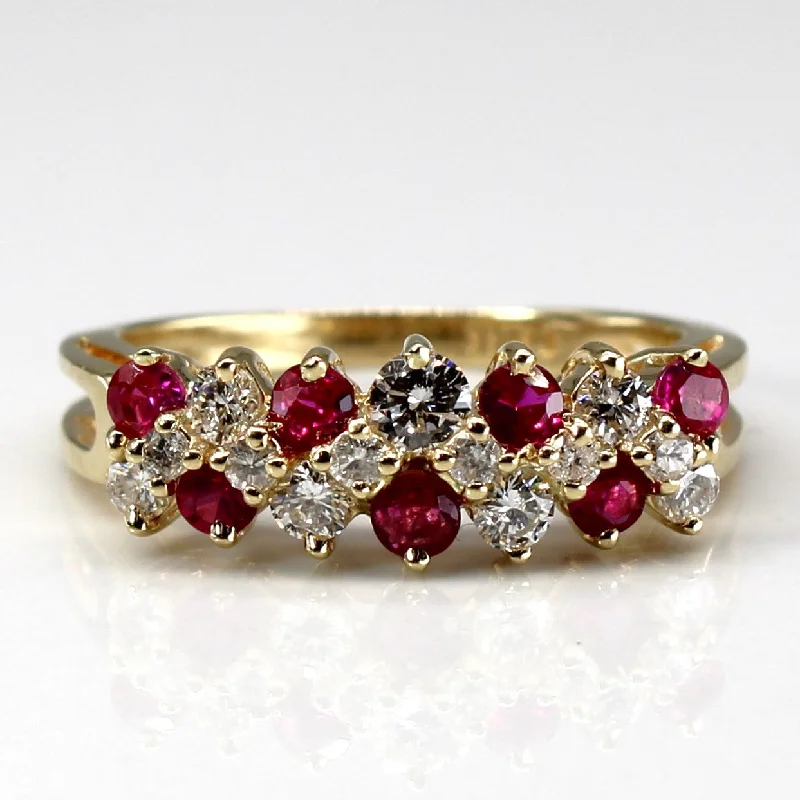 Cluster Set Diamond & Ruby Ring | 0.45ctw | 0.32ctw | SZ 7 |