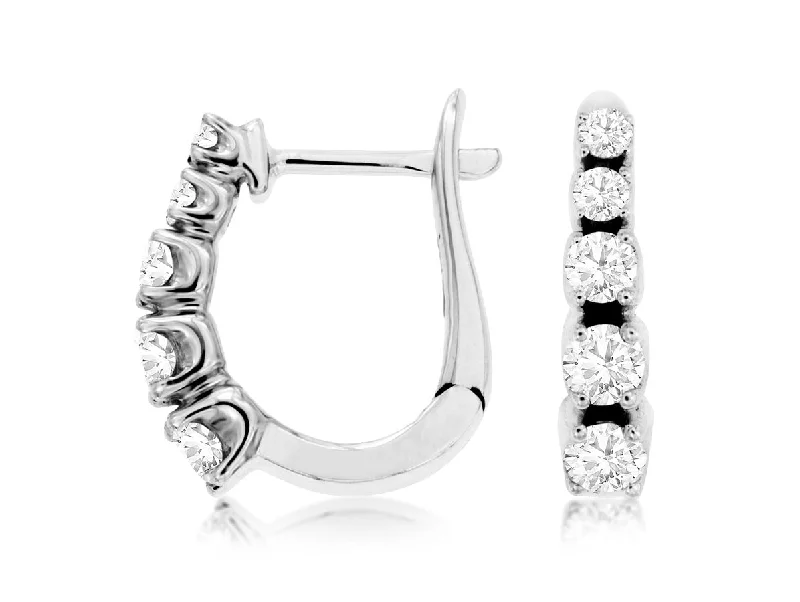 Five Diamond Huggie Earrings