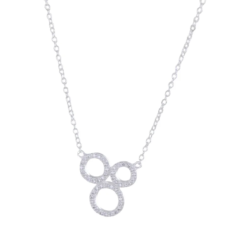 Sterling Silver Blowing Bubbles Pavé Necklace