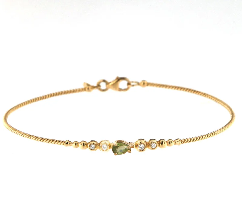 Bubble 18K Rose Gold Bracelet w. Diamonds & Green Sapphire