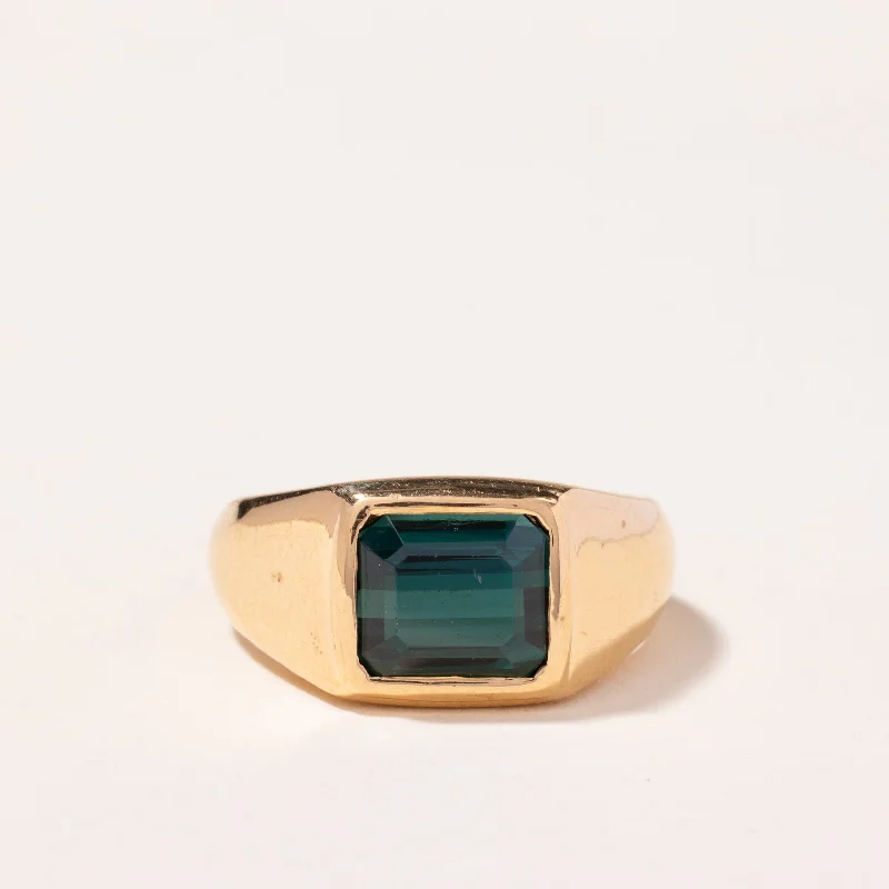 22k Yellow Gold Green Tourmaline Ring | 4.24ct | SZ 8.25