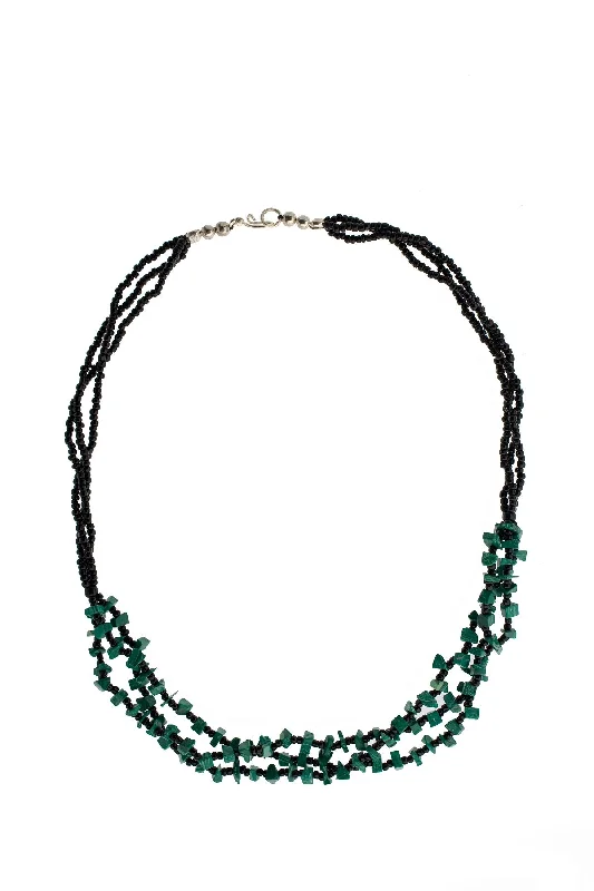 3 Strand Chip Necklace Green