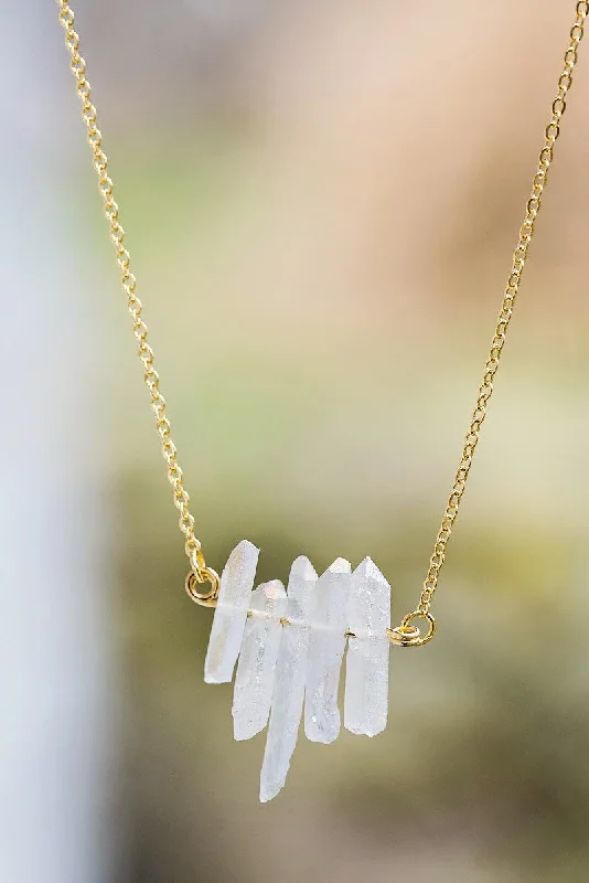 White Quartz Bar Necklace