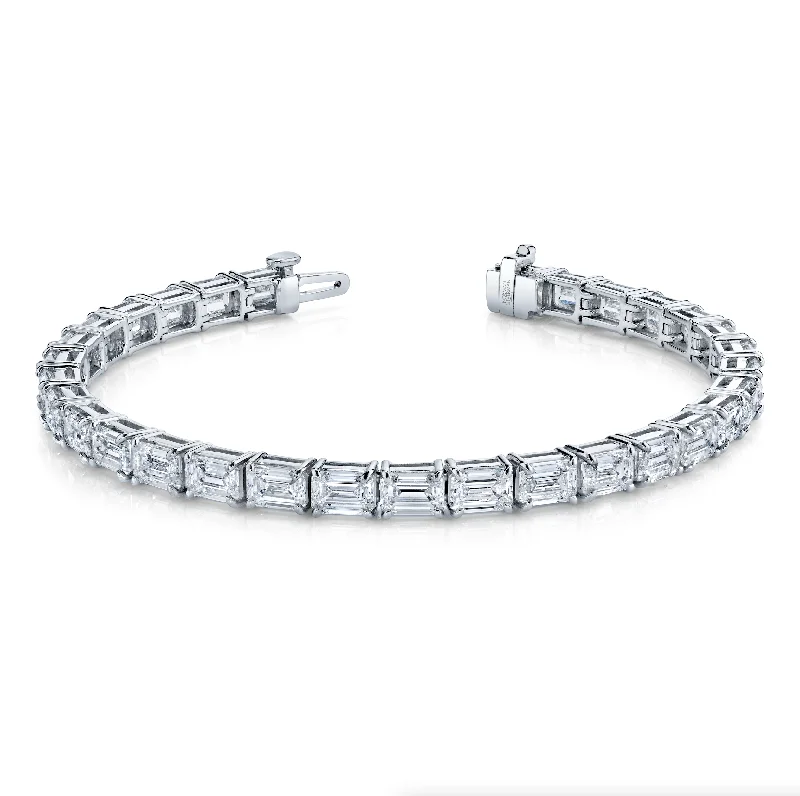 15.81 Carat Platinum Emerald Cut East-West 4-Prong Bracelet