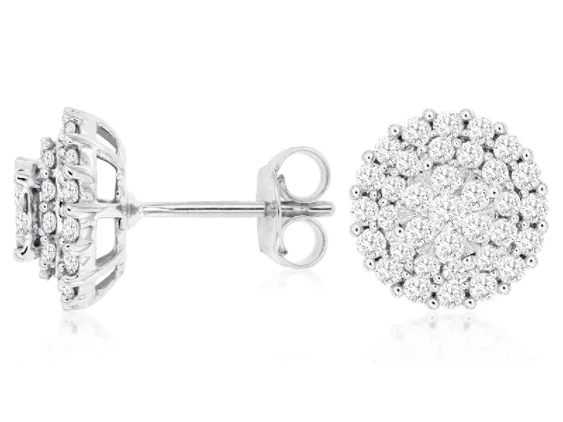 Diamond Cluster Design Stud Earrings