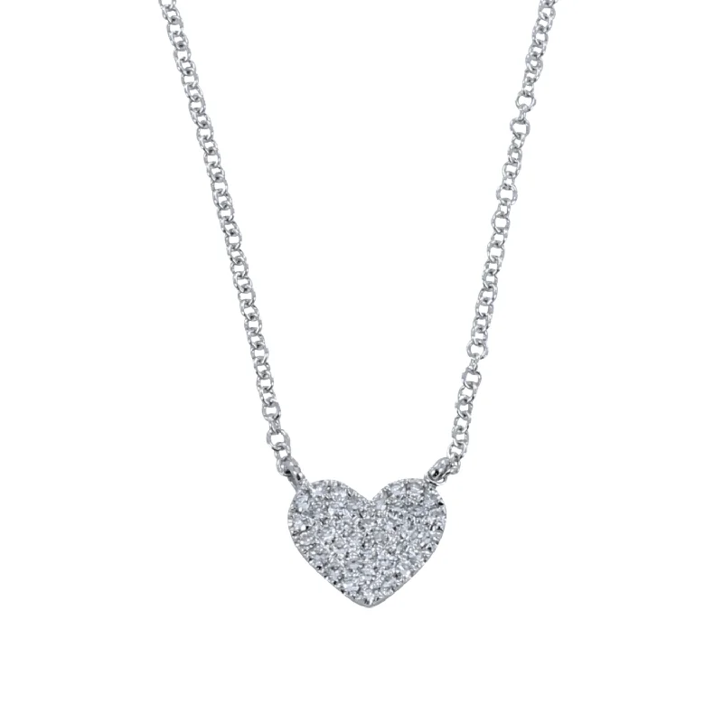 14K Solid Gold and Diamond Heart Necklace