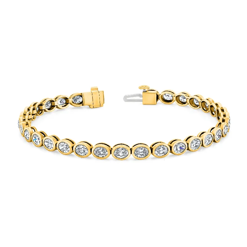 East West Oval Shape Bezel Set Tennis Bracelet