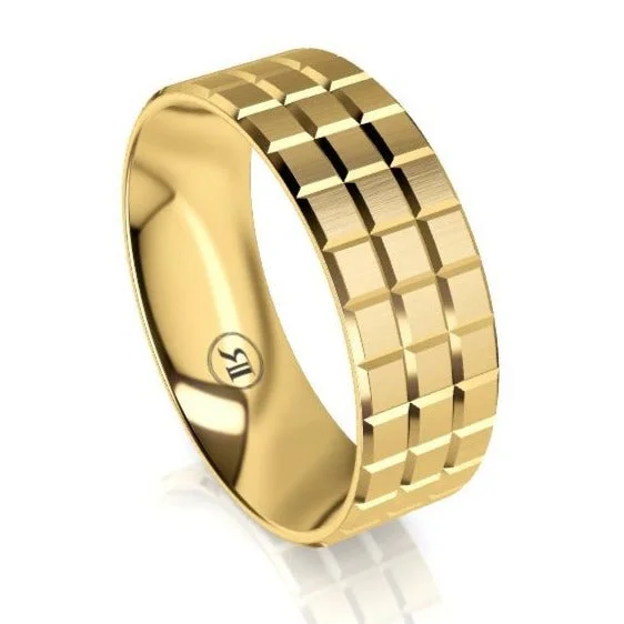 The Aspen Yellow Gold Notched Wedding Ring