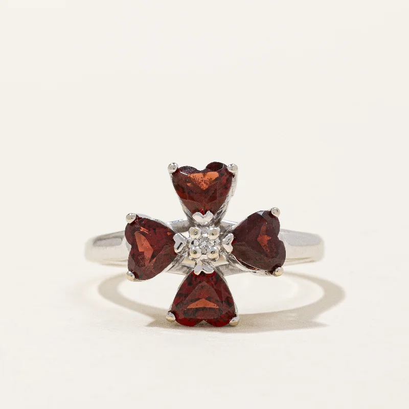 Garnet Heart & Diamond Ring | 1.80ctw, 0.02ct | SZ 7.5 |