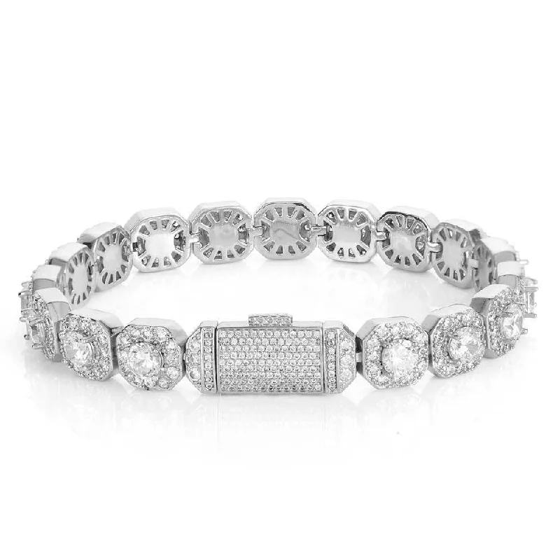 S925 Moissanite Diamond Cluster Tennis Bracelet - 10mm