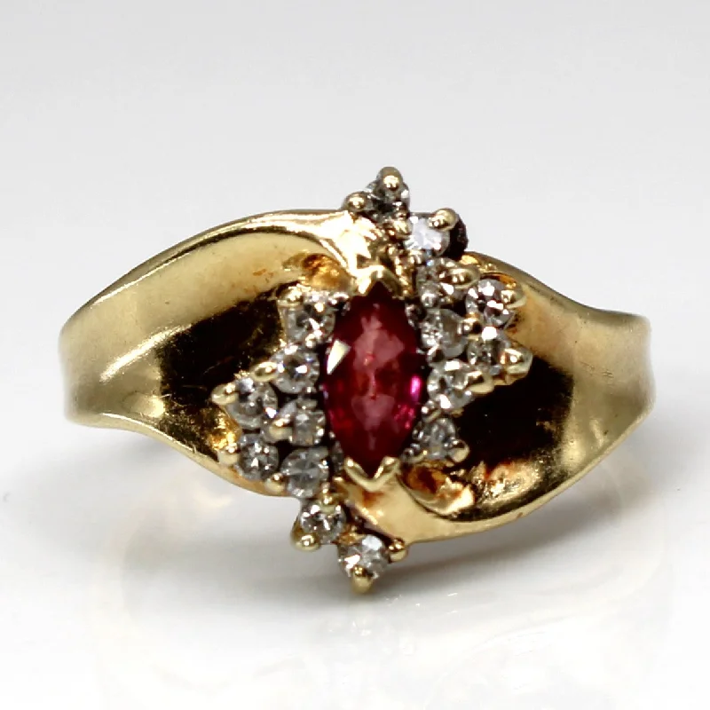 Ruby & Diamond Cocktail Ring | 0.15ct | 0.12ctw | SZ 6 |