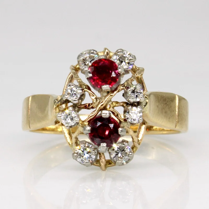 Ruby & Diamond Cocktail Ring | 0.35ctw, 0.22ctw | SZ 7.25 |