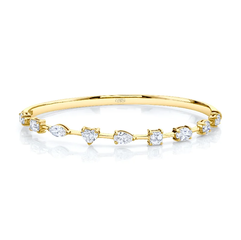 Hinged Bangle with Fancy Shape Diamonds