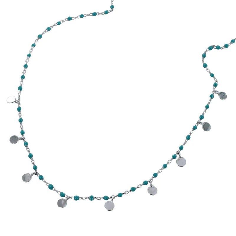 Sterling Silver and Turquoise Enamel Dotty Necklace