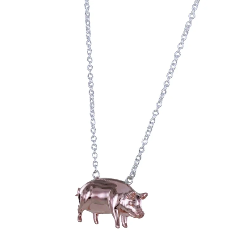 Sterling Silver Pig Necklace