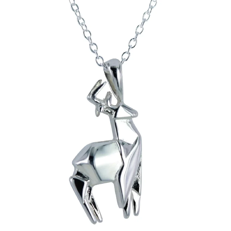 Origami Sterling Silver Stag Necklace