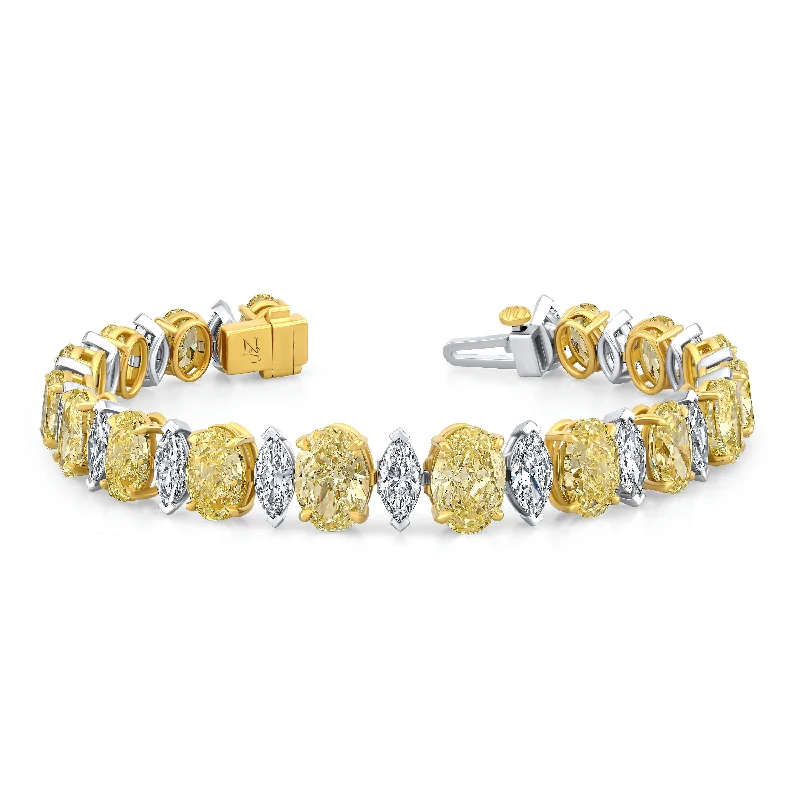 Alternate Marquise and Oval Cut Diamond Bracelet