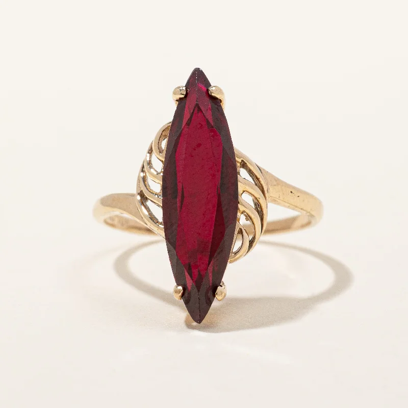 Synthetic Ruby Cocktail Ring | 3.10ct | SZ 6.25 |