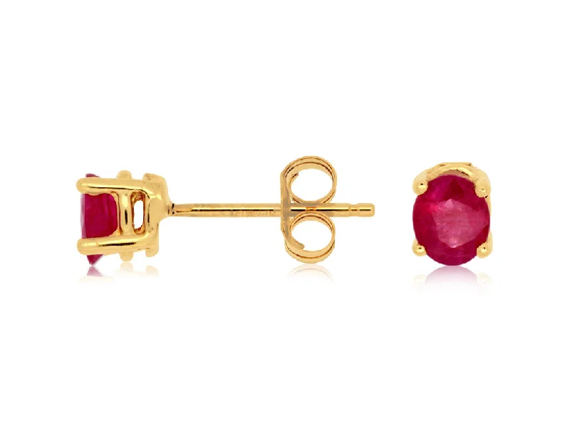 Oval Ruby Stud Earrings