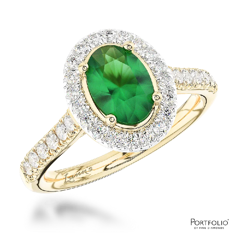 Cluster 0.66ct Emerald Yellow Gold/Platinum Ring