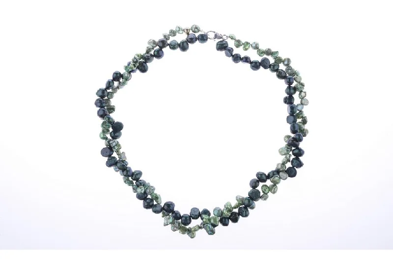 Green Pearl Two-Tone Necklace