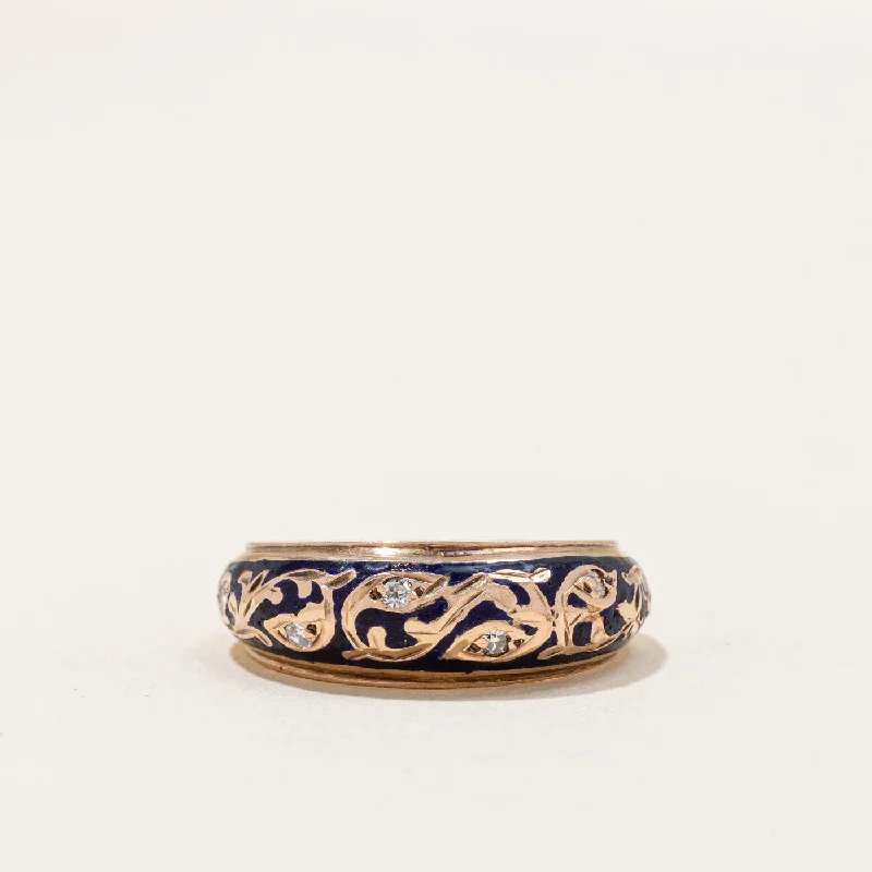 Diamond & Enamel Ring | 0.03ctw | SZ 6.5 |