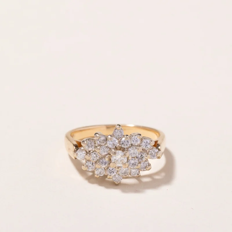 14k Yellow Gold Diamond Cluster Ring | 0.71ctw | SZ 6.5