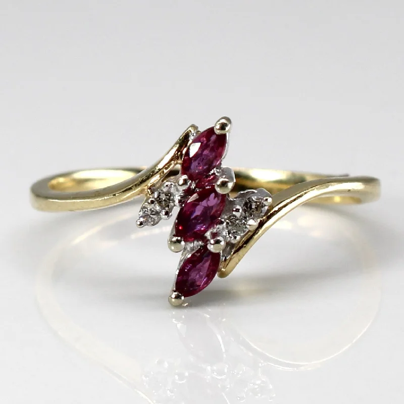 Bypass Ruby & Diamond Ring | 0.18ctw | 0.02ctw | SZ 8.5 |