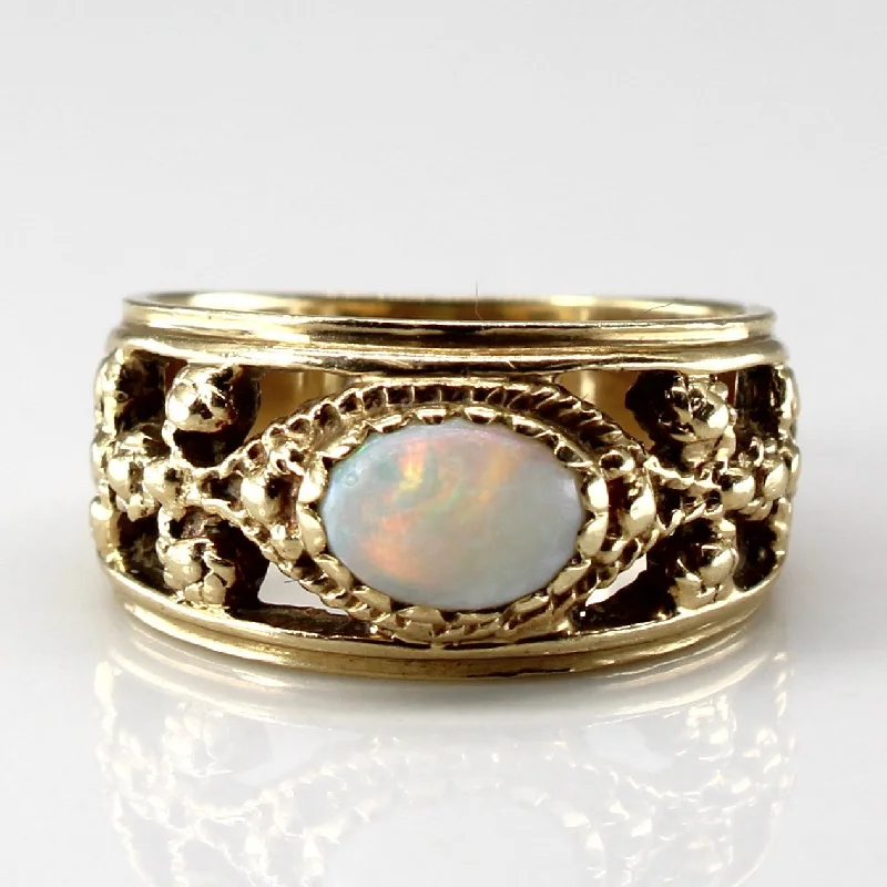 Opal Textured Gold Ring | 0.40ct | SZ 4.75 |