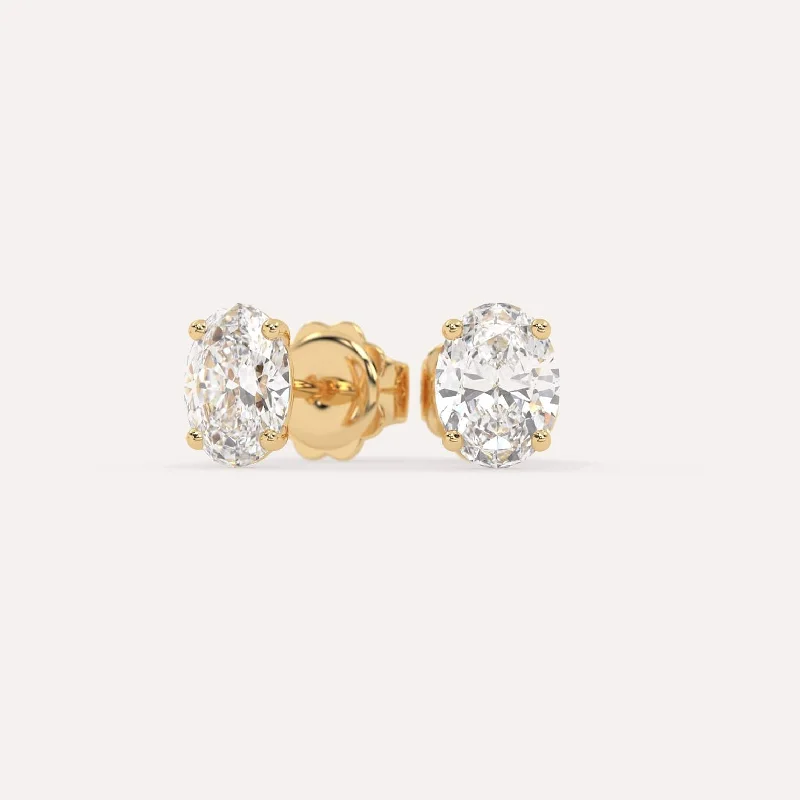 2 carat Oval Diamond Stud Earrings