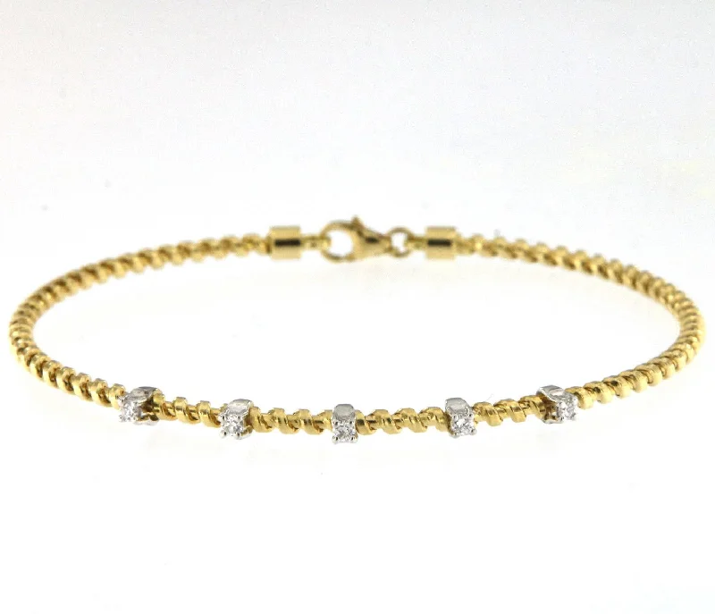 Tubogas 18K Gold Bracelet w. 5 Diamonds