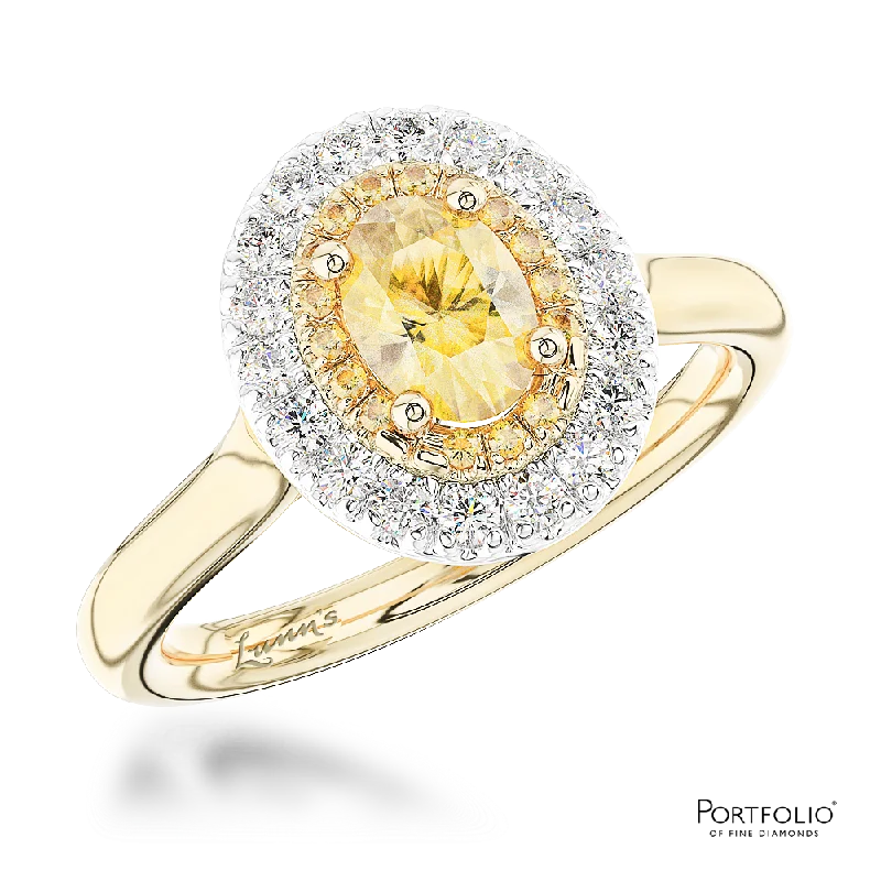 Cluster 0.39ct Fancy Yellow VS2 Yellow Diamond Yellow Gold/Platinum Ring